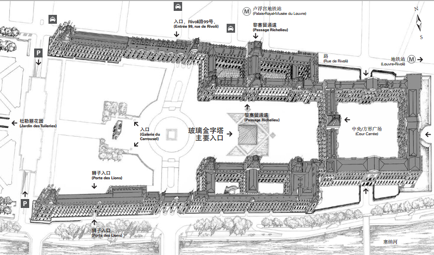 巴黎卢浮宫门票开馆时间入口旅游交通导览图卫星图景点介绍