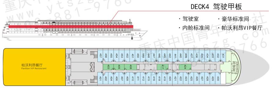 世纪凯歌号豪华三峡游轮甲板布局介绍：驾驶甲板