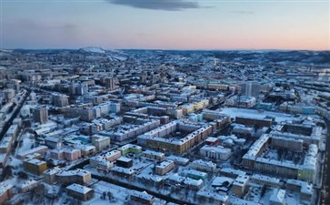 俄罗斯摩尔曼斯克城市雪景